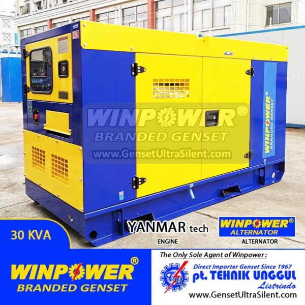 genset yanmar teknologi 30 kva, genset silent 30 kva, genset 30 kva yanmar teknologi stamford